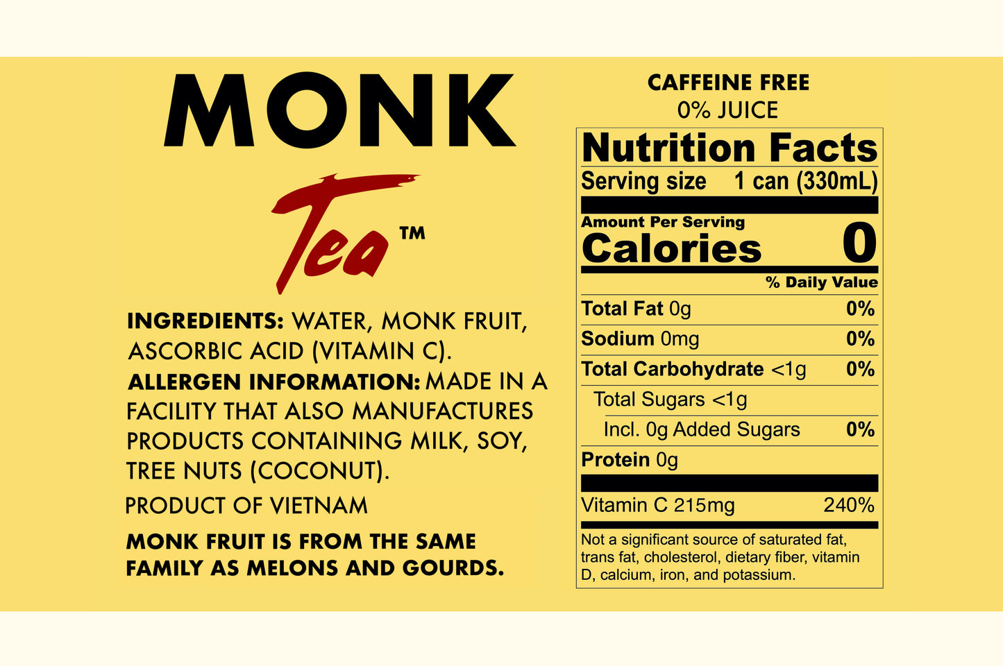 Monk Fruit Tea: Pack of 12 Cans